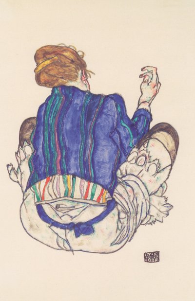 Back View of a Seated Woman by Egon Schiele